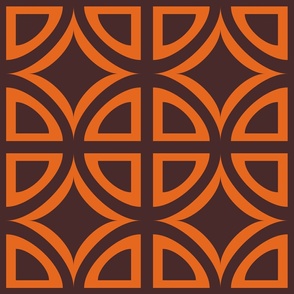 Retro Tile No. 1 in Chocolate Brown + Tangy Orange