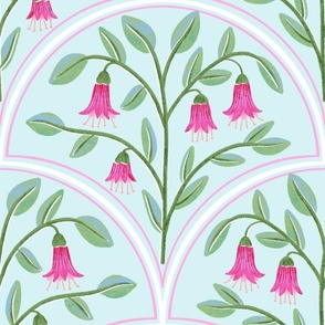 Fuchsia Flowers Cottage Garden | LG Scale | Aqua Blue