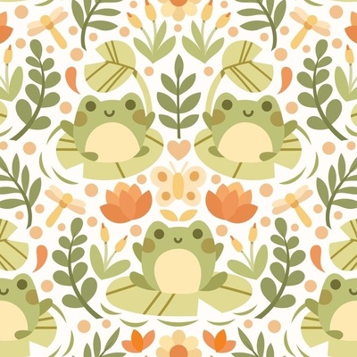 Cute Frogs Fabric, Wallpaper and Home Decor