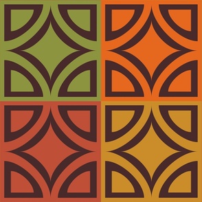 Retro Tile No. 1 in Multi + Brown