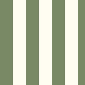 Medium Cabana stripe - sage green on cream white - Candy stripe - Awning stripes - Striped wallpaper
