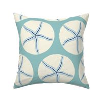 Coastal Chic Starfish on Dots _Opal Green Background _Large Scale 