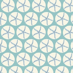 Coastal Chic Starfish on Dots _Opal Green Background _Small Scale 