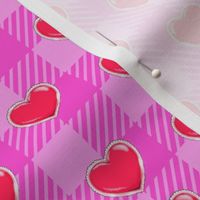 Valentine heart buffalo plaid, pink and red