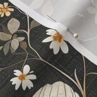  Vintage, Moody, Floral, Linen, Dark, Grey, Muted, Neutral, Accent Wall, Living room, Bedroom, Powder room, bathroom, wallpaper, fabric, gothic