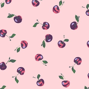 Pink Cherries Juicy Fruits