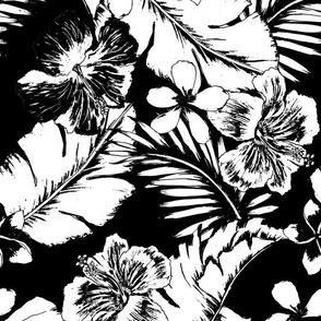 Hawaiian Black and White Tropical Glitz Hibiscus