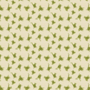 Small Leaping Frogs on Cream Ground with Faux Texture