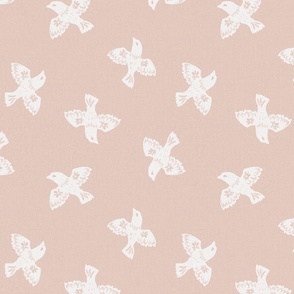Flying bird free spirit _PINK warm neutrals and OFF WHITE _ small scale 