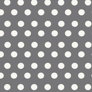 Polka dots white on gray 