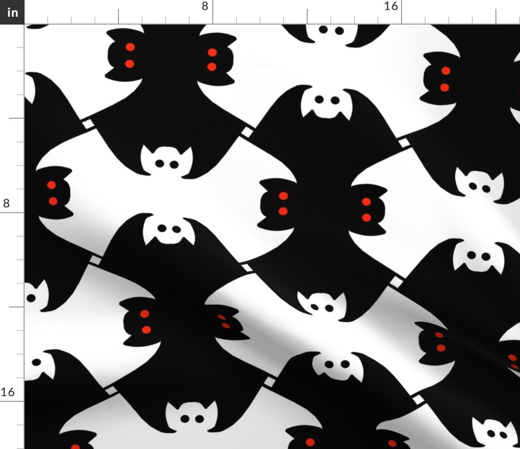 Halloween Bats and Ghosts in Black and White