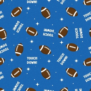 S ✹ American Footballs on Blue with White Stars - Boys Bedroom