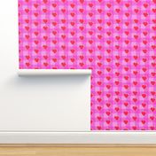 Pink buffalo plaid with red Valentines hearts, large scale