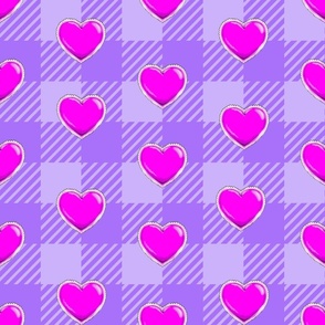 Candy pink and purple valentine’s plaid, Large scale