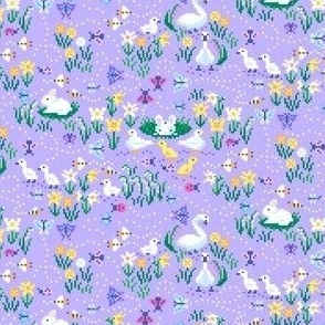 Signs of Spring  Pixel Art - Lavender  Background - Small Print
