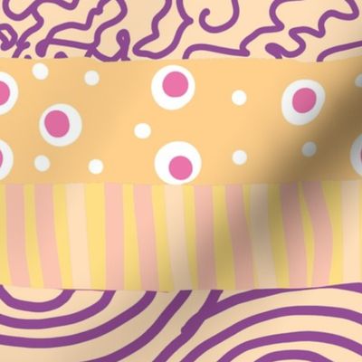 Washi tape paper collage abstract design in pink yellow and purple