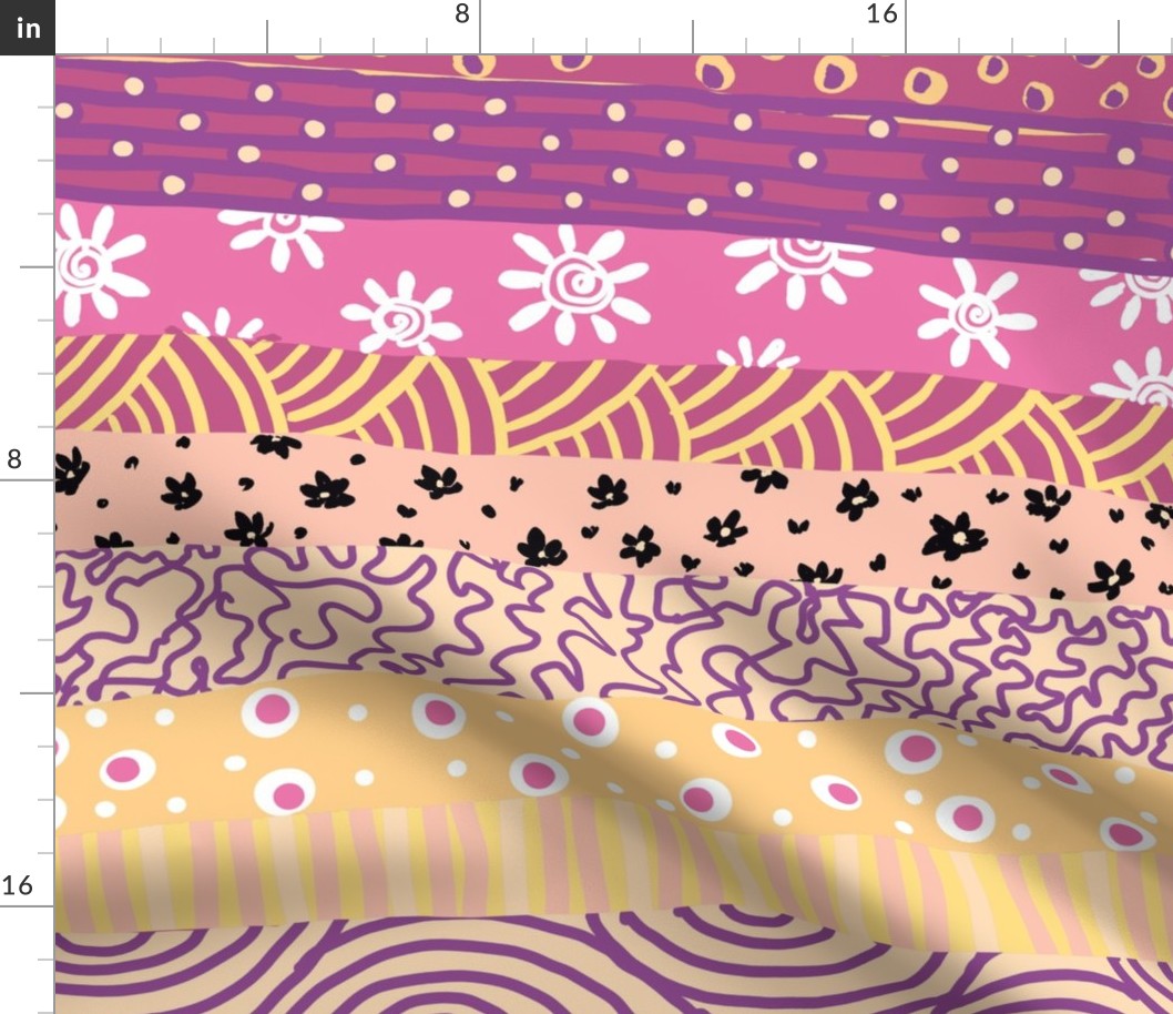 Washi tape paper collage abstract design in pink yellow and purple