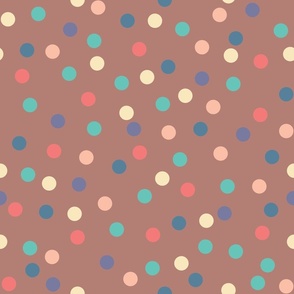 Multicolor polka dots in  bare beige