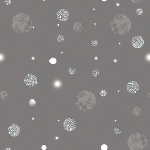 Glitter look polka dots  Silver gray -#006