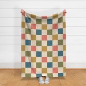 Checker Print in Bright and Muted Colors - Large - Avocado Green, Gold Yellow, Pink, Blue