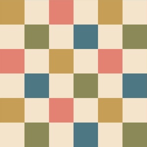 Checker Print in Bright and Muted Colors - Small - Avocado Green, Gold Yellow, Pink, Blue