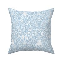 Night in the Forest Woodland Damask | Pale Blue Fog & White | Textured Historical Inspired