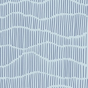 Blue stripe wallpaper for coastal homes in Benjamin Moore blue nova and polar sky