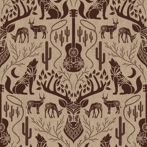 Home on the Range - Southwest Damask (Burlap Brown)