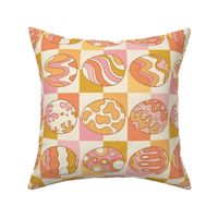 Groovy Eggs Retro Checker Cream BG Rotated - Large Scale