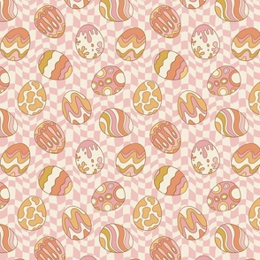 Groovy Eggs Pink Wavy Checker BG - Medium Scale