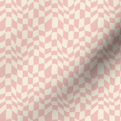 Groovy Wavy Pink Checker Retro - Small Scale