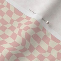 Groovy Wavy Pink Checker Retro - Small Scale