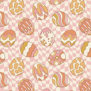 Groovy Eggs Pink Wavy Checker BG - Large Scale