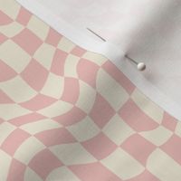 Groovy Wavy Pink Checker Retro - Medium Scale