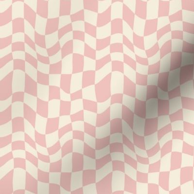 Groovy Wavy Pink Checker Retro - Medium Scale