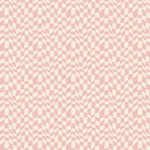Groovy Wavy Pink Checker Retro - Medium Scale