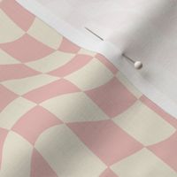 Groovy Wavy Pink Checker Retro - Large Scale