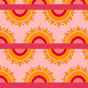 Tribal sunset and stripes - pink and orange