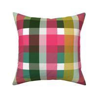 Happy Plaid in Pink Yellow and Green - Oversized Pattern