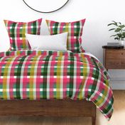 Happy Plaid in Pink Yellow and Green - Oversized Pattern