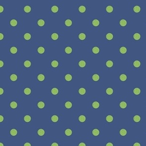 Hand drawn crayon textured polka dot 1.5in blue green