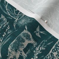 Homestead Farm Toile (solid teal burlap) MED 