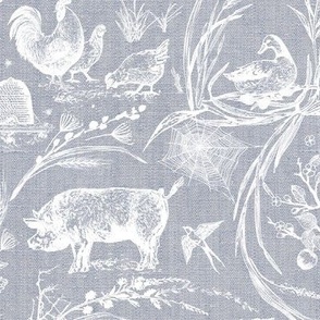 Homestead Farm Toile (grey solid burlap) LRG