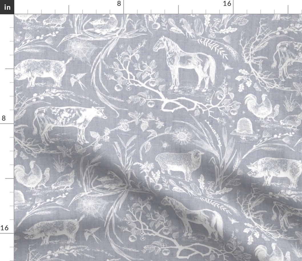 Homestead Farm Toile (grey solid burlap) LRG