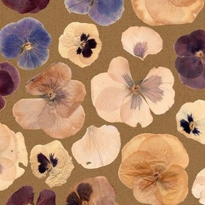 Bessie's Vintage Pansies / Bistre / LARGE 18.8 x 18"