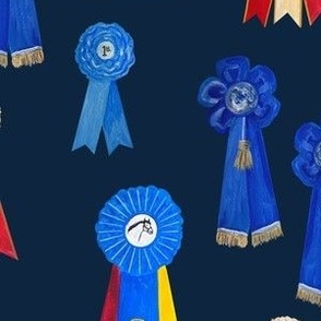 Vintage Horse Show Ribbons, Navy Blue