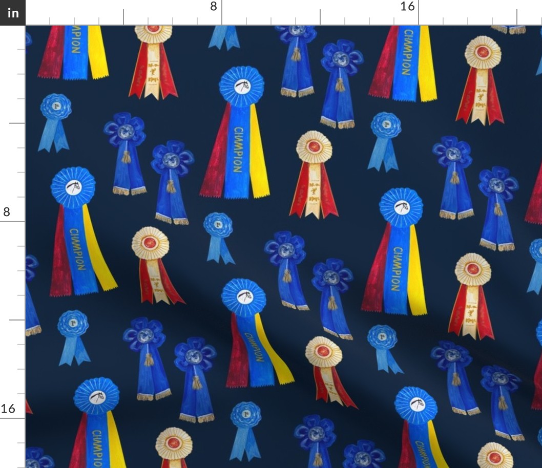 Vintage Horse Show Ribbons, Navy Blue