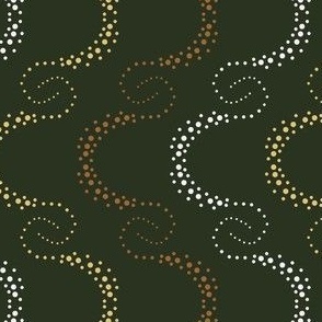  Abstract Dots Swirls - Gecko Polka Dots - Earth Tones on Midnight Teal