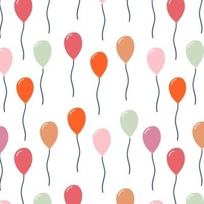 Colourful birthday balloons on white 6x6