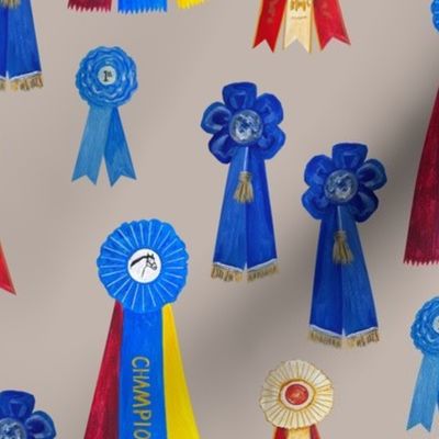 Vintage Horse Show Ribbons on Taupe